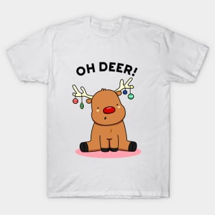 Oh Deer Cute Christmas Reindeer Pun T-Shirt